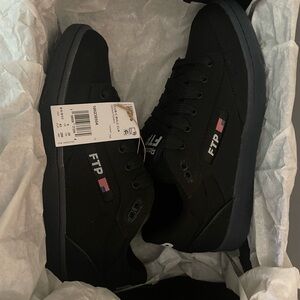 FTP Men's Black Sneakers with Flag Detail
